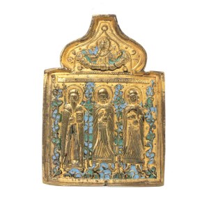 Travel icon depicting the Three Holy Hierarchs - 19th century
