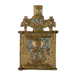 Central panel of a travel triptych depicting the Virgin of the Sign - 19th century