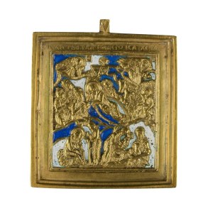 Small travel icon depicting the Nativity - Early 20th century