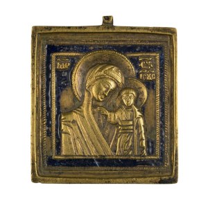 Small travel icon depicting the Madonna of Kazan - 19th century