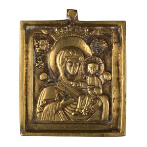 Small travel icon depicting the Virgin of Smolensk - 19th century