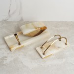 An Italian desk set made of natural stone. 1970s.