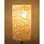 A pair of night lamps with lampshades covered in vintage fabric, Germany, 1960s.