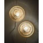 Set of two wall sconces with an organic glass texture, Denmark, 1970s.