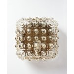 Square ceiling light, glass with a "Bubble" effect, Denmark, 1970s.