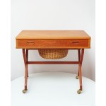 Niciak / side table on wheels, made of teak wood.