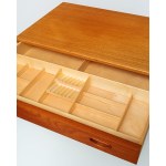 Niciak / side table on wheels, made of teak wood.