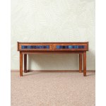 A 1960s console table made of wood with rosewood veneer, Denmark.