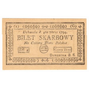 4 Złoty tax stamp, 1794, series (2)(G), facsimile by the National Library – 1967