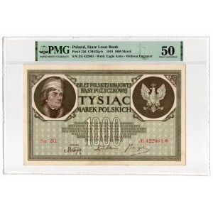 1,000 Polish marks, 1919, ZG series 422061* - PMG 50