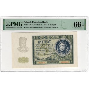 5 zlotych, 1941, series AE 8355598 - PMG 66 EPQ
