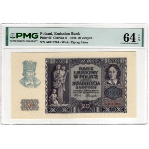 20 zlotych, 1940, Series A 6116264 - PMG 64 EPQ