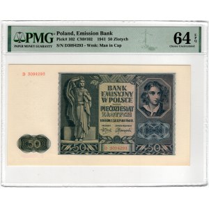 50 złotych, 1941, Series D 3094293 - PMG 64 EPQ