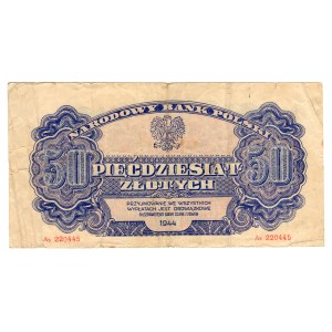 50 złotych, 1944, As series 220445, As - ..., no overprint