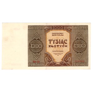 1,000 zloty, 1945, series Dh 1147839—a rare replacement series