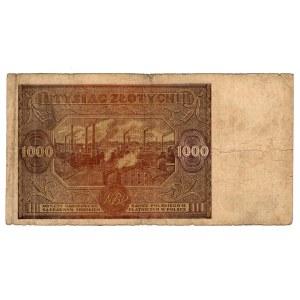 1,000 zloty, 1946, Series Bw. 1398606 – a rare replacement series