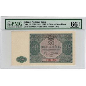 20 Złotych 1947, seria D 8928682 - PMG 66 EPQ