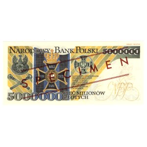5,000,000 Zlotys, 1995, Series AA 0000000, SAMPLE