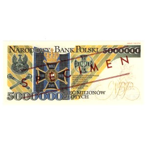 5,000,000 Zlotys, 1995, Series AH 0000000 (Andrzej Heidrich), SAMPLE