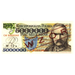 5,000,000 zlotys, 1995, CM 0000000 series (Czesław Miłczak), SAMPLE