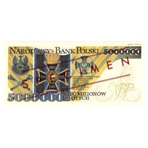 5,000,000 zlotys, 1995, CM 0000000 series (Czesław Miłczak), SAMPLE