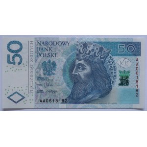 50 zloty 2012, serie AA 0618182