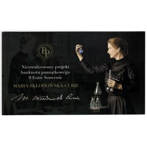 Unrealized design for the 0 Euro Souvenir commemorative banknote, Maria Skłodowska-Curie, No. 596