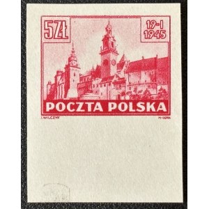 PEOPLE'S POLAND, SIGHTS OF KRAKOW, 1945, Sheet 366, RECYCLED PAPER—TEST PRINT
