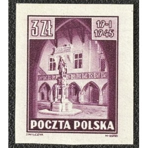PEOPLE'S POLAND, MONUMENTS OF KRAKOW, 1945, Sheet 365, RECYCLED PAPER—TEST PRINT