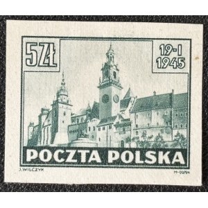 PEOPLE'S POLAND, SIGHTS OF KRAKOW, 1945, Sheet 366, RECYCLED PAPER—TEST PRINT