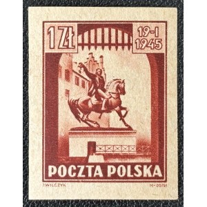 LA POLONIE POPULAIRE, MONUMENTS DE CRACOVIE, 1945, Fi. 363 PAPIER RÉCUPÉRÉ – ESSAI