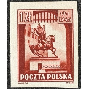 LA POLONIE POPULAIRE, MONUMENTS DE CRACOVIE, 1945, Fi. 363 PAPIER RÉCUPÉRÉ – ESSAI