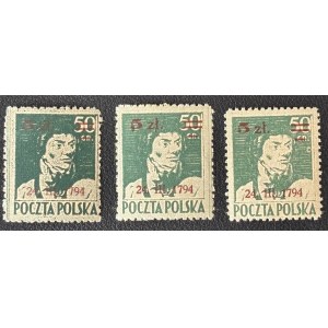 POLSKA LUDOWA, POWSTANIE KOŚCIUSZKOWSKIE, 1945 ROK, Fi. 361 abc **