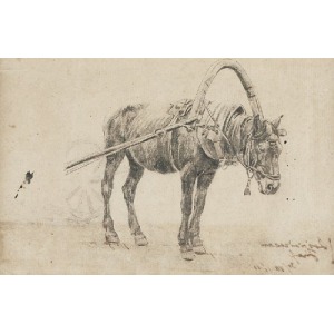 Józef CHEŁMOŃSKI (1849-1914), Studium konia w uprzęży