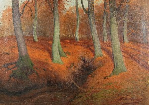 Roman BRATKOWSKI (1869-1954), Wnętrze lasu jesienią, 1922
