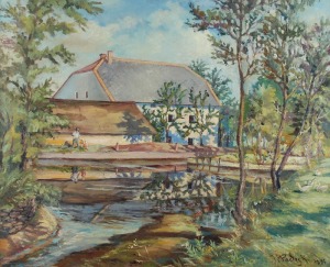 Janusz PODOSKI (1898-1971), Pejzaż z chatą i strumykiem, 1933