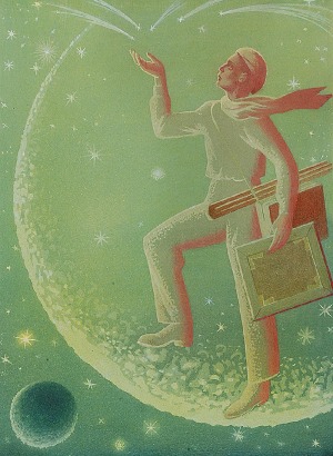 Marian KONARSKI (1909-1998), Księżycowy pejzaż - Wizerunek własny artysty, 1951