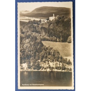 [Zagórze Śląskie] Kynsburg with the Weistritz Dam. Photograph. [Grodno Castle – ruins]
