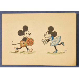 Mickey and Minnie Mouse. Hand-colored, JP.