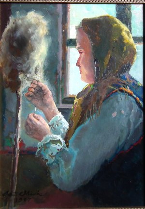 Witold Minkiewicz (1899 Wilno-1991 Gdansk), Góralska prządka, 1987