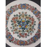 A small plate hand-decorated by Gerda Klimek. Silesian Stone. Cepelia Opole. 1978.
