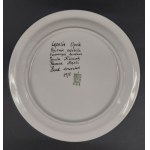 A small plate hand-decorated by Gerda Klimek. Silesian Stone. Cepelia Opole. 1978.