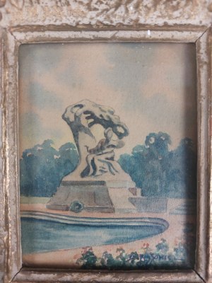 Dariusz Wąsowicz (1910-1970). Akwarela. Pomnik Fryderyka Chopina w Warszawie.