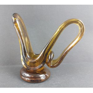 Glass oil lamp. Attributed to the Wołomin Glassworks
