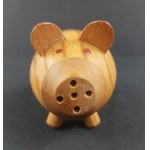 Wooden salt shaker. Pig.