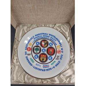 Decorative platter—commemorative. Wrocław, 1979. Commissioning of the W-P ZAX coaxial trunk line—2700–4