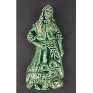 Stafania Dretler-Flin (1909–1994). Ceramic bas-relief. Shepherdess with sheep.