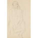 Maria Melania Mutermilch \ Mela Muter (1876 Varsavia - 1967 Parigi), Schizzo per il dipinto «Maternità con scena pastorale sullo sfondo» («Madonna con Bambino e San Giuseppe sullo sfondo») - recto / Studio di donna incinta - verso, anni '40 del XX secolo.