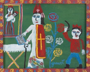 Katarzyna Gawłowa (1896 Zielonki - 1982 Zielonki), Biskup adorujący Matkę Boską