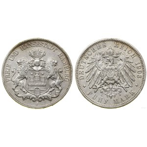 Germania, 5 marchi, 1903 J, Amburgo